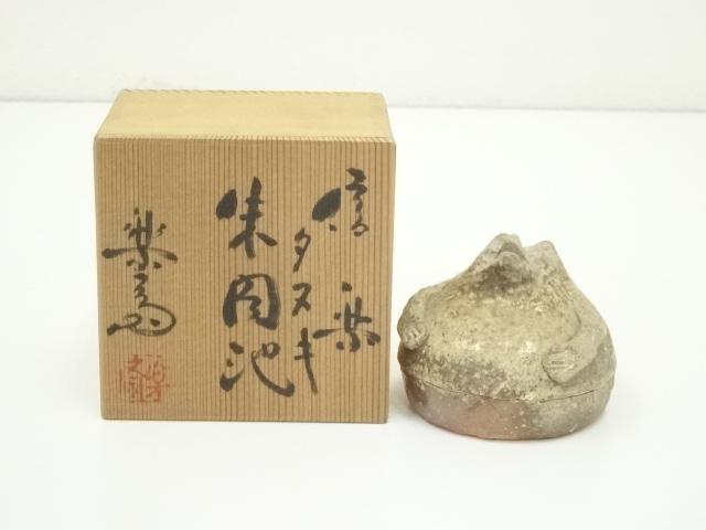 JAPANESE POTTERY / SHIGARAKI WARE INK PAD CASE / RACCON DOG